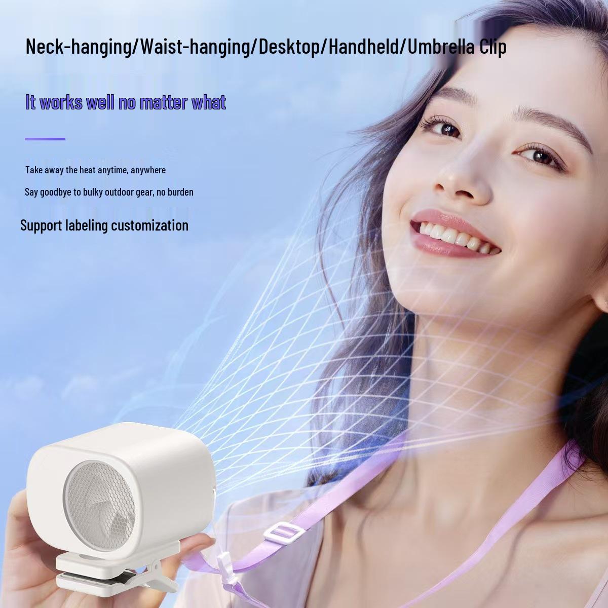 

Southeast Asia Bestseller Handheld Mini Ice Pack Neck Fan with Powerful Turbine Wind 84*74*63 mm чорний