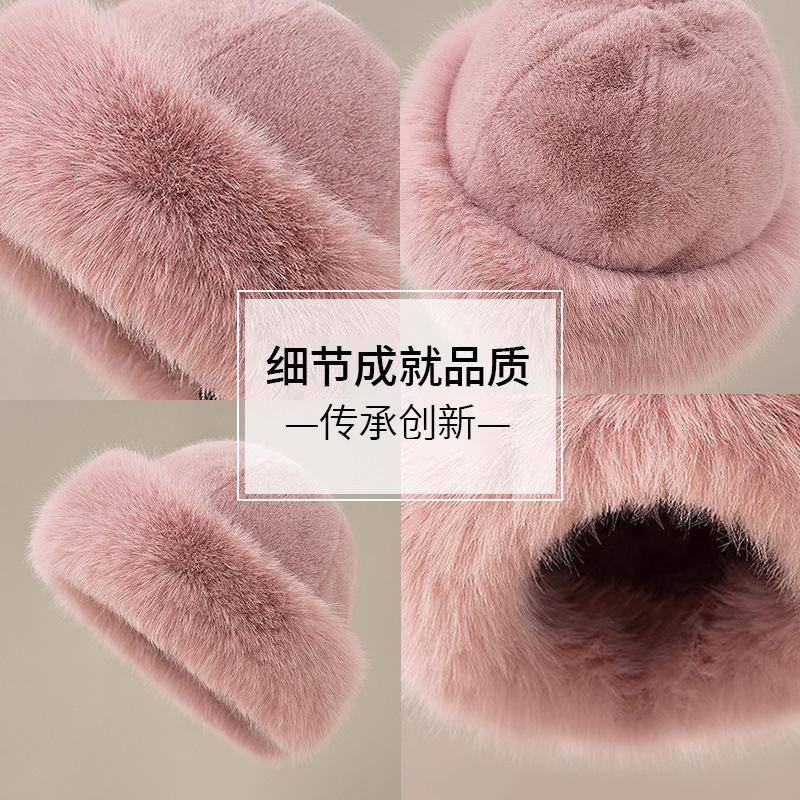 Winter warm wool hat fleece basin hat women's Mongolian hat women's winter bucket hat 100 hair hat