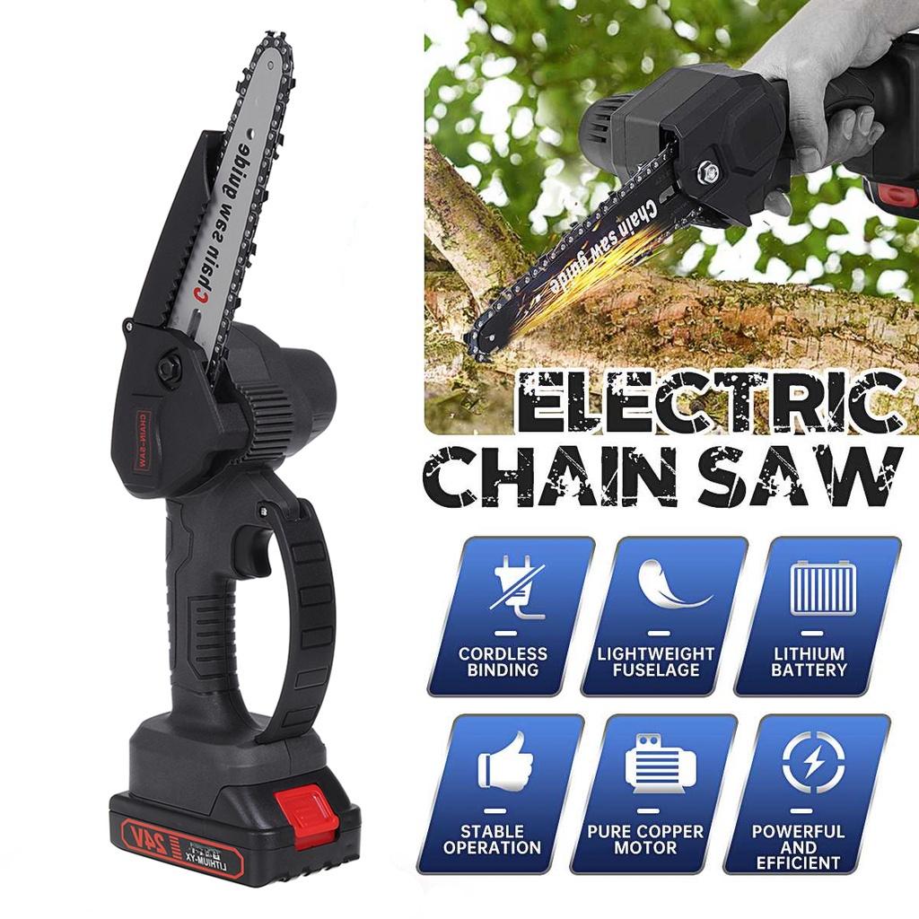 24V 2xAkku Elektrische Astsäge Kettensäge Kabellos Holzbearbeitung Elektrische Kettensäge Teil Winkelschleifer für Akku