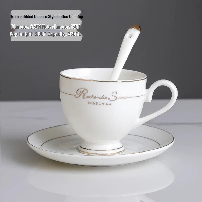 Luxury Gold Rim European Ceramic Coffee Cup Set