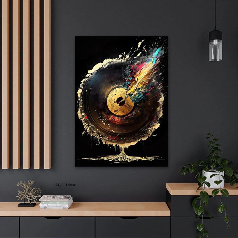 Colorful Symphony Guitar Canvas Painting Musical Inspiration Poster Print Wall Art for Living Room Home Decor Frameless Gifts