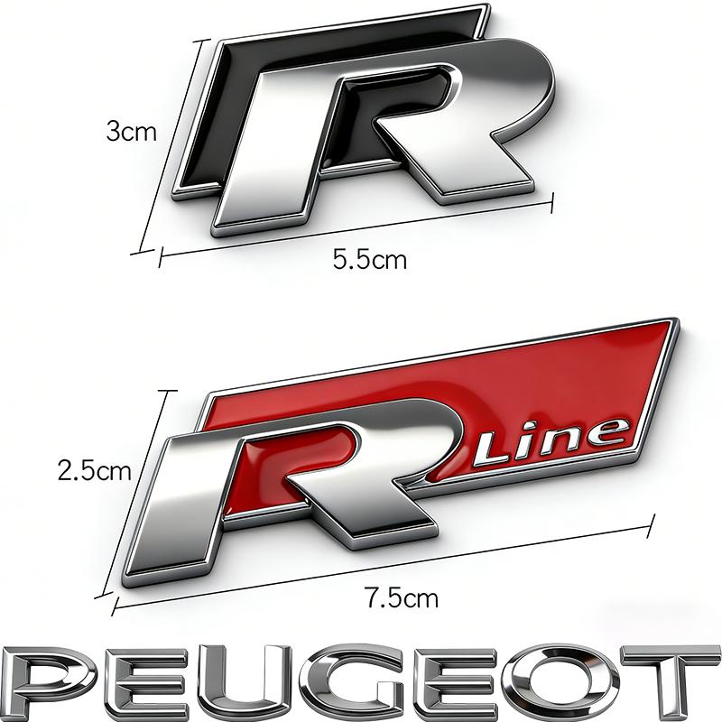For Volkswagen Je3D Metal R logo Sticker Car Rear Trunk Body Emblem Sticker For VW GTI Polo Passat B6Golf MK6 Tiguan Jetta Beetle ID.3 CC/Hub Cap