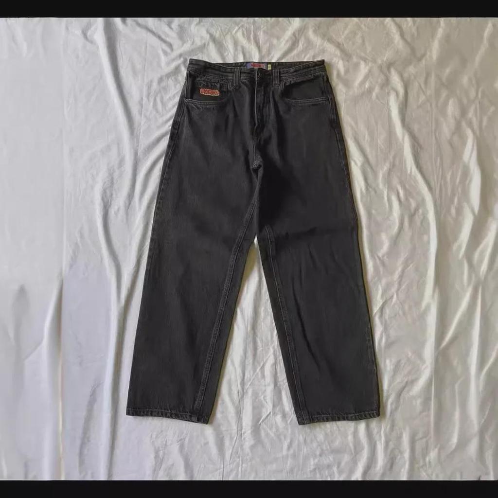 Men's Slim Fit Retro Hip-Hop Embroidered Straight Jeans - Trendy & Versatile Denim Trousers