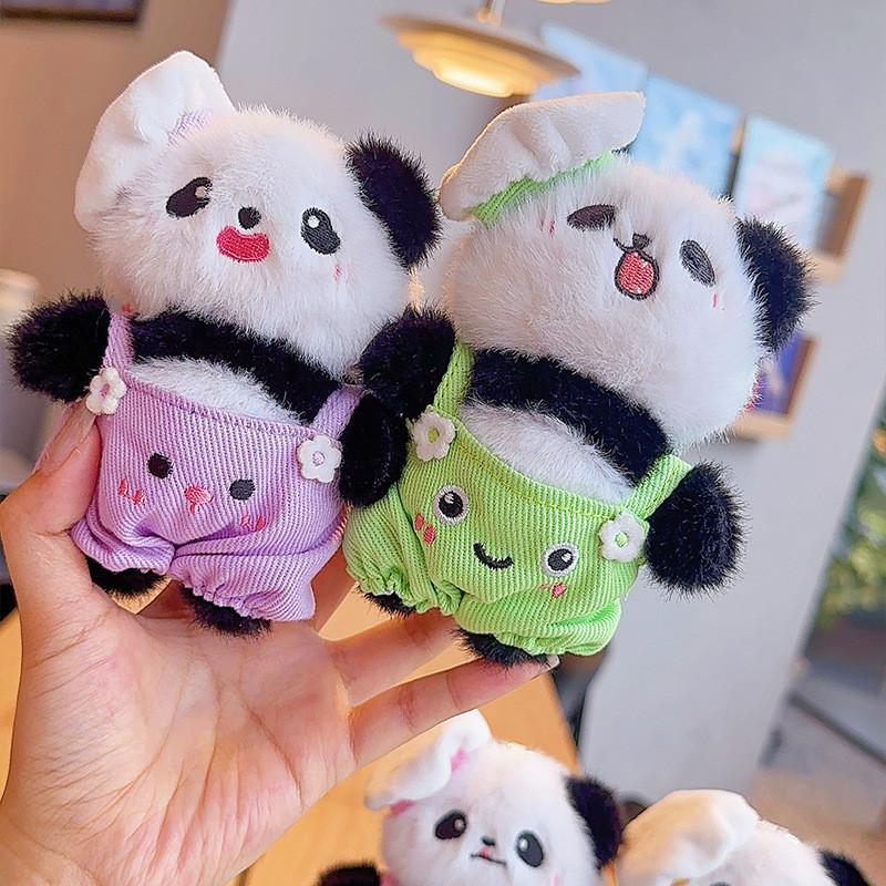 Cartoon Panda Cute Chef Plush Keychain Holder Colorful Pants Accessories Gift