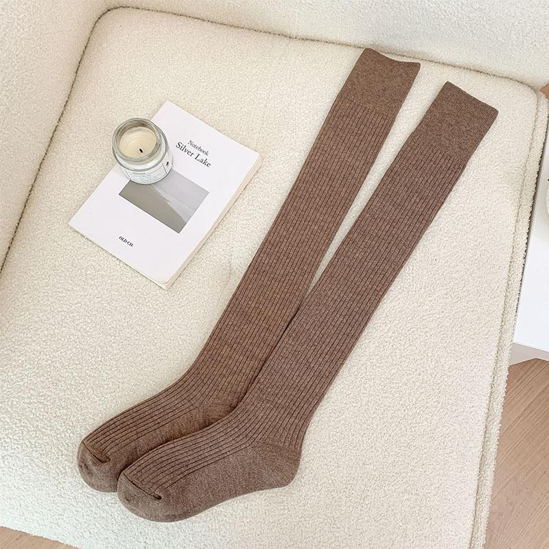 Knee Socks Children'S Autumn And Winter Thickened Warm Cashmere Socks Ins Japanese Vertical Strip Thin Warm Anti-Drop Thigh Socks