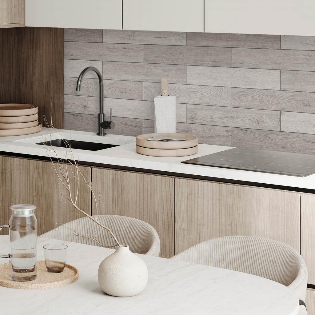 Vinyl Panel with Decor for Kitchen or Bathroom 100x50 Cm Boards In Wood Shades