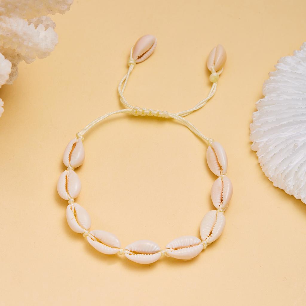Bohemian Cowrie Shell Surfer Bracelet for Women Handmade Woven Rope Adjustable Macrame Hand Chain Summer Beach Jewelry