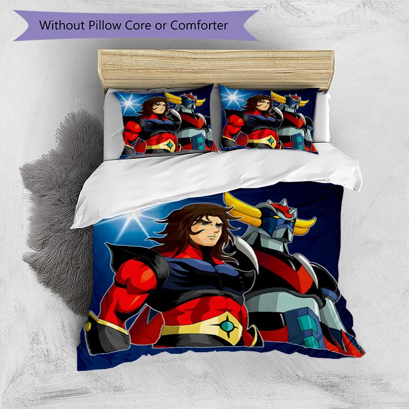3pcs UFO Robot Grendizer3 Design Cover Set - HD Printed Bedding with 1 Cover and 2 Pillowcases - Perfect for Home and Dorm Decor