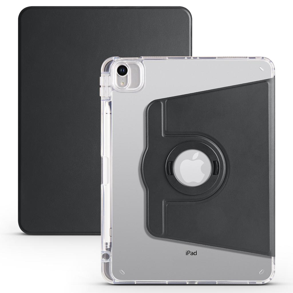 For iPad Air 11 (2025)/(2024) Case Rotating Stand Leather+Clear TPU Detachable Tablet Cover