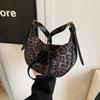 New Leopard Print Underarm Bag Women's Autumn and Winter Retro Matte Suede Dumpling Bag Shoulder Messenger Bag