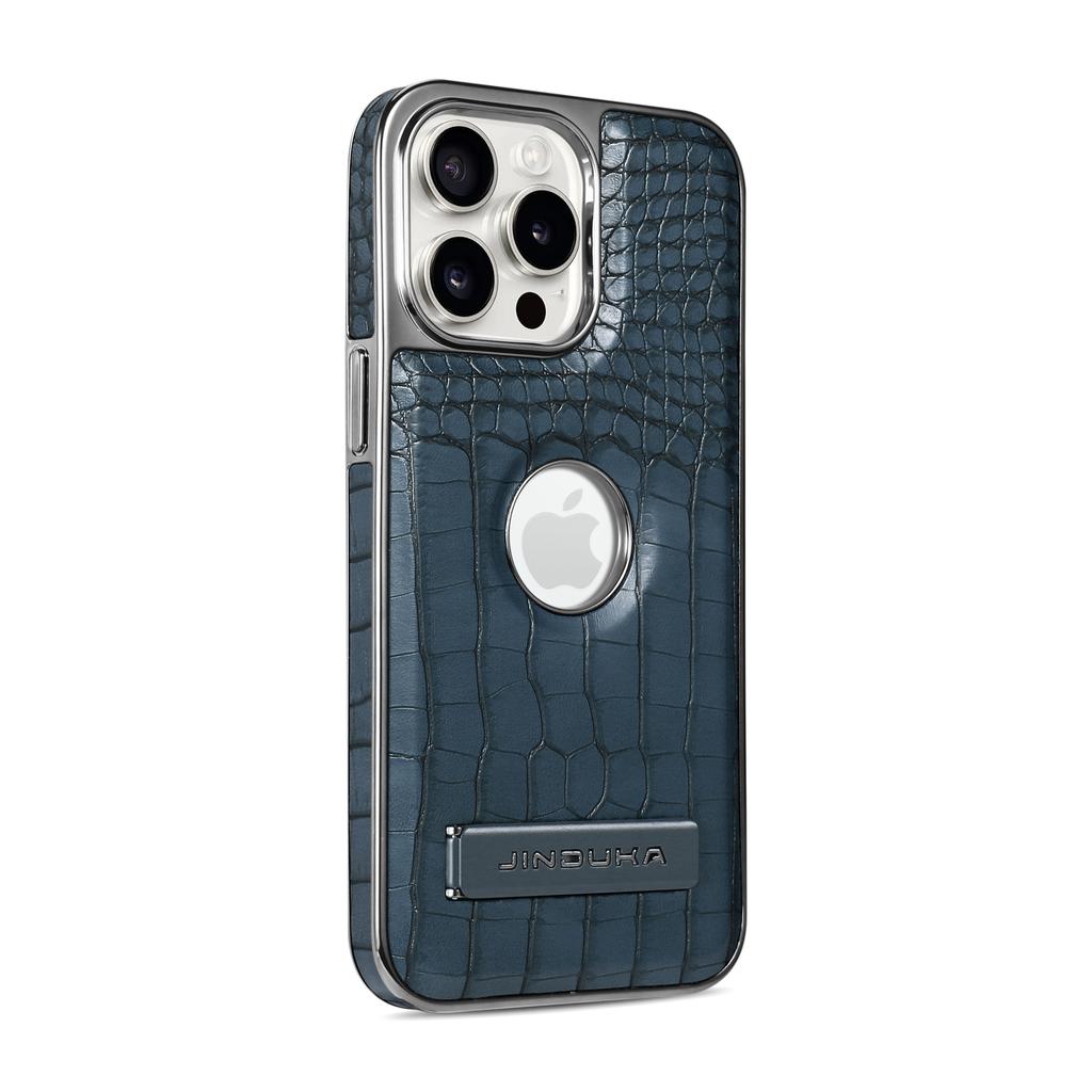 Boutique Crocodile Texture Eco Leather Case For iPhone 16 15 14 Plus 13 12 Pro Max Magnetic Cover Hidden Stand Bracket Premium