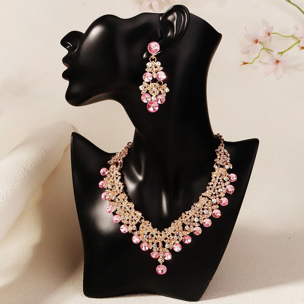 European and American Cross-border Fringed Earrings Necklace Set, High-end Retro Alloy Jewelry, Bridal Wedding Jewelry Two-piece Set