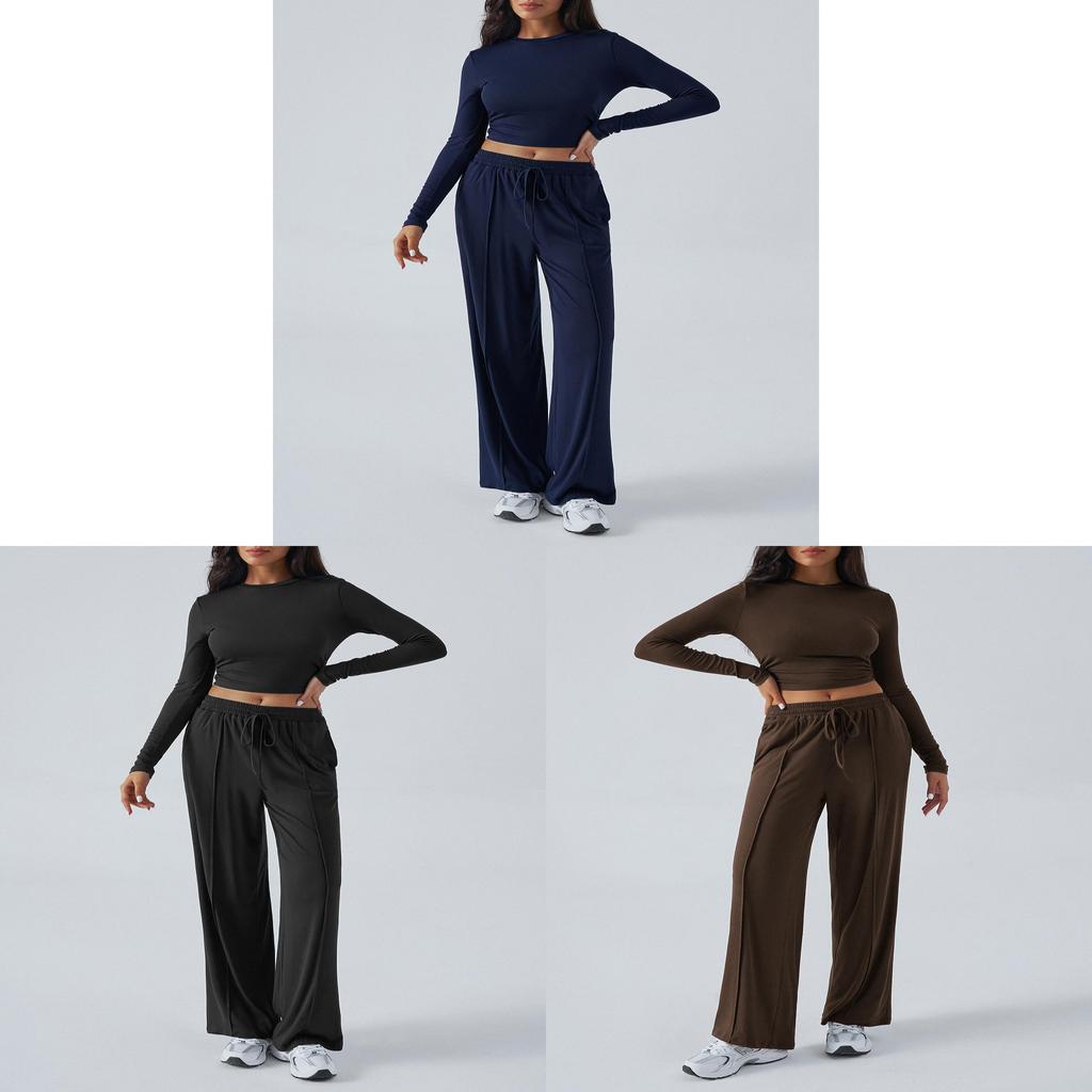 Pure Color Casual Pants For Women With Wide Leg Design For Autumn Winter Comfort