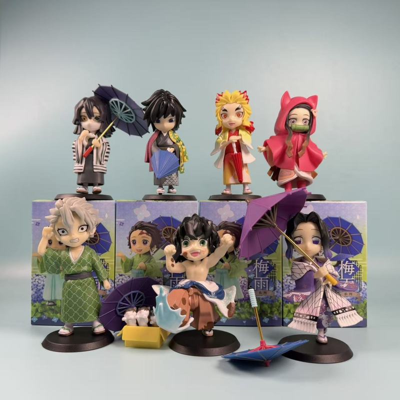 Demon Slayer Series Cute Figure Plum Rain Series Kochou Shinobu Tomioka Giyuu Kanroji Mitsuri Desktop Ornament Collection Gifts