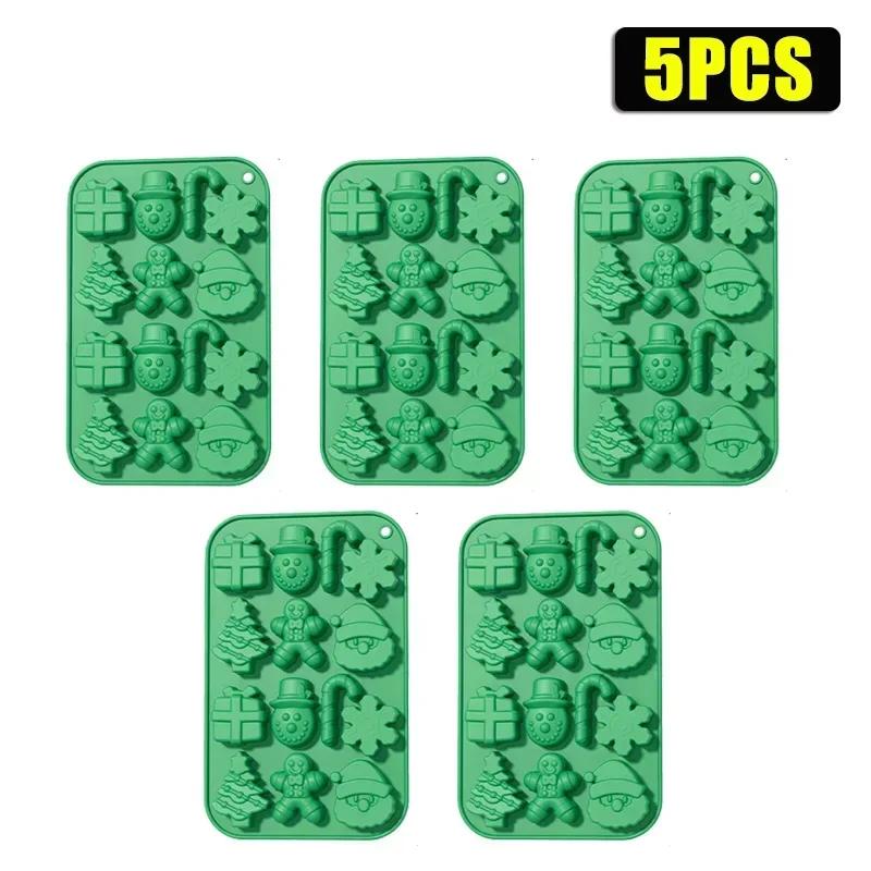 1-20PCS Christmas Tree Silicone Molds Santa Snowman Gingerbread Mold for Candy Jelly Baking Holiday Kitchen Crafts