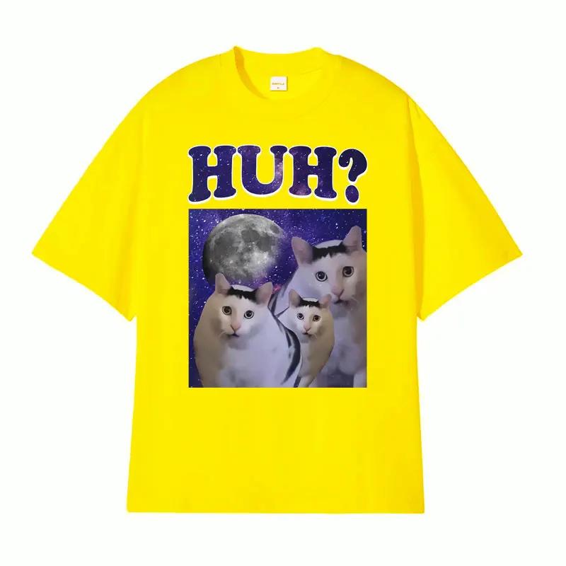 Funny Huh Meme Cat Humor T Shirt Trending Unisex Fashion Vintage Tee Shirt Summer Casual Cotton Short Sleeve T-shirt Tops