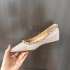 Classic flats, women's inside-rise flats, studded moccasins, ballet pumps, white Mary Jane walking heels plus size 42