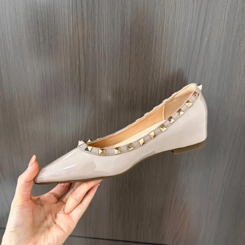 Classic flats, women's inside-rise flats, studded moccasins, ballet pumps, white Mary Jane walking heels plus size 42