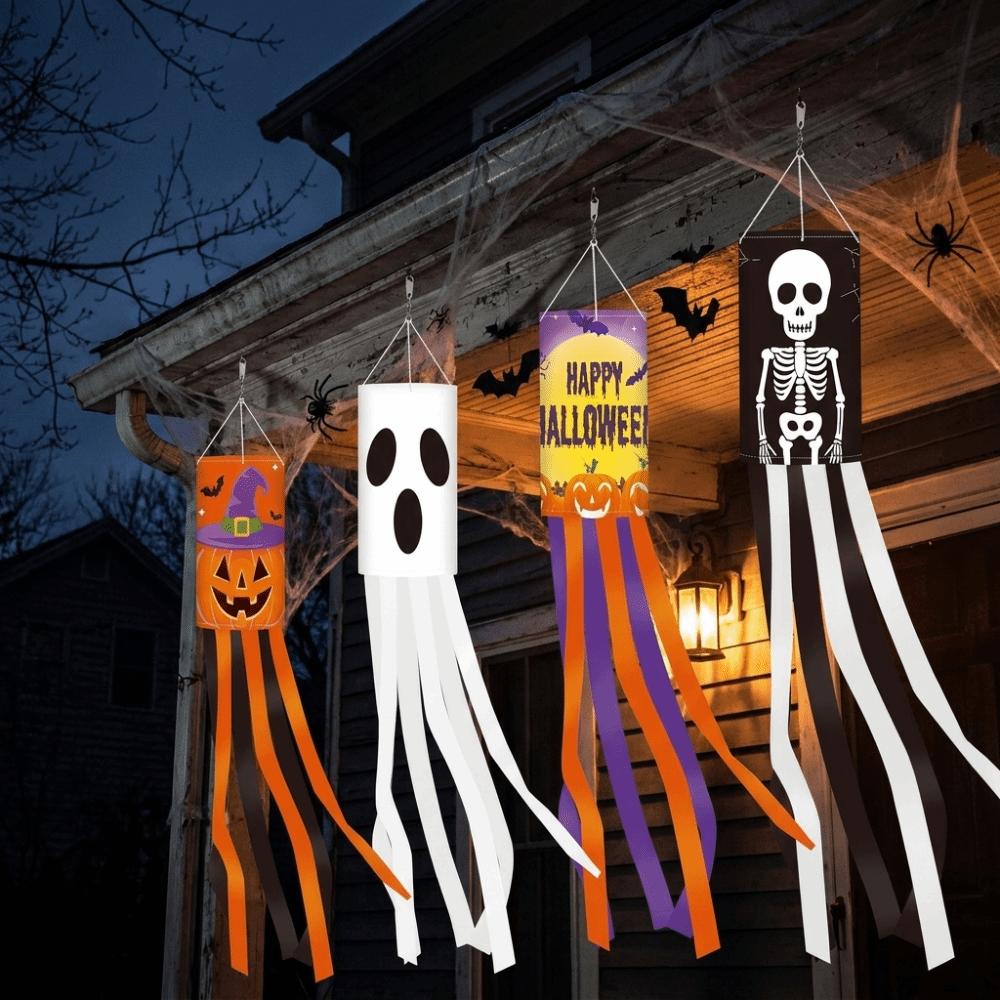 Hanging Halloween Wind Flag Wind Tube Flag Ghost Windsock Flag Outdoor Party Bunting