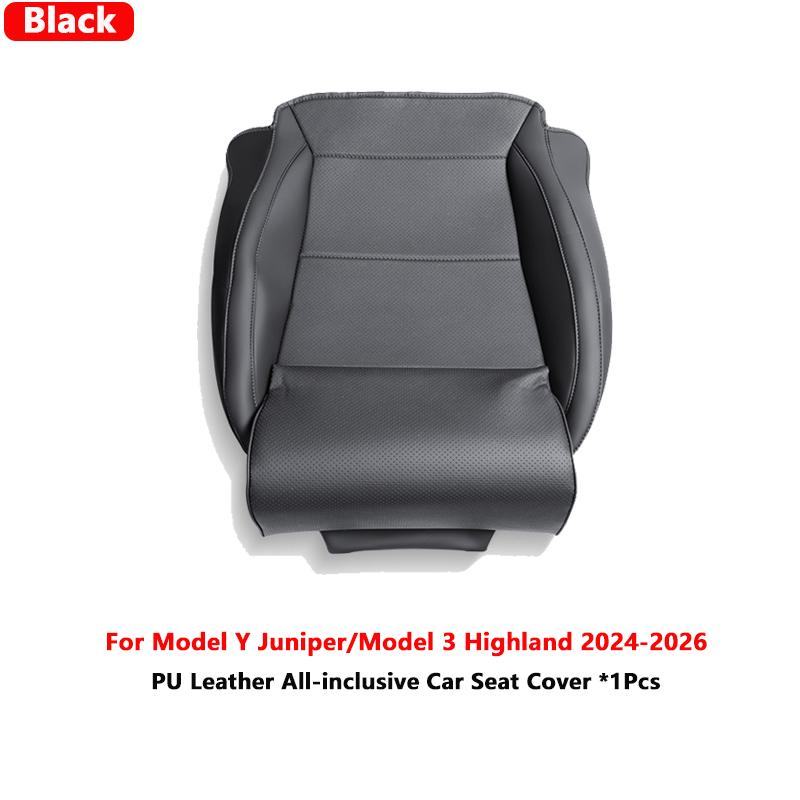 

All-inclusive Car Seat Cover For Tesla Model Y Juniper/Model 3 Highland PU Leather Car Seat Pad And Extender Leg Cushion Black 1Pcs