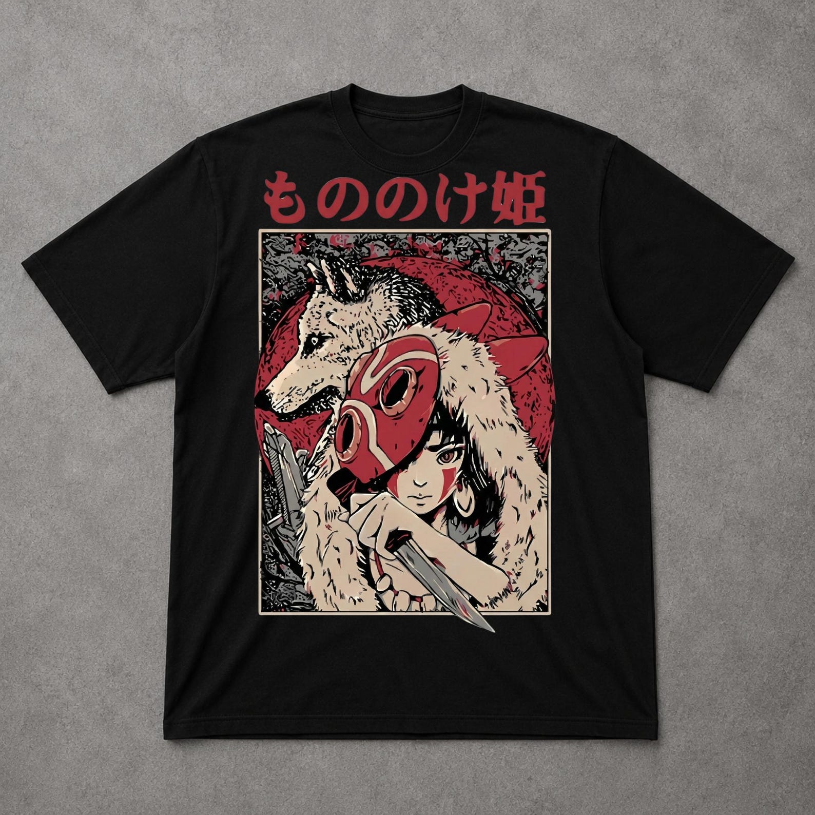 Princess Mononoke Tee, Retro Anime Forest Spirit Shirt, Vintage Wolf Princess Graphic T Shirt 2XL
