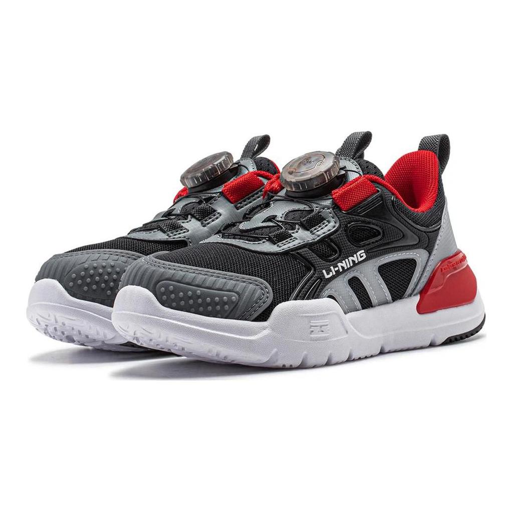 Li Ning Kids Shield Comfortable Non-Slip Wear-Resistant Low-Top Casual Shoes Kids Sneaker Black Gray Red YKNU016-1