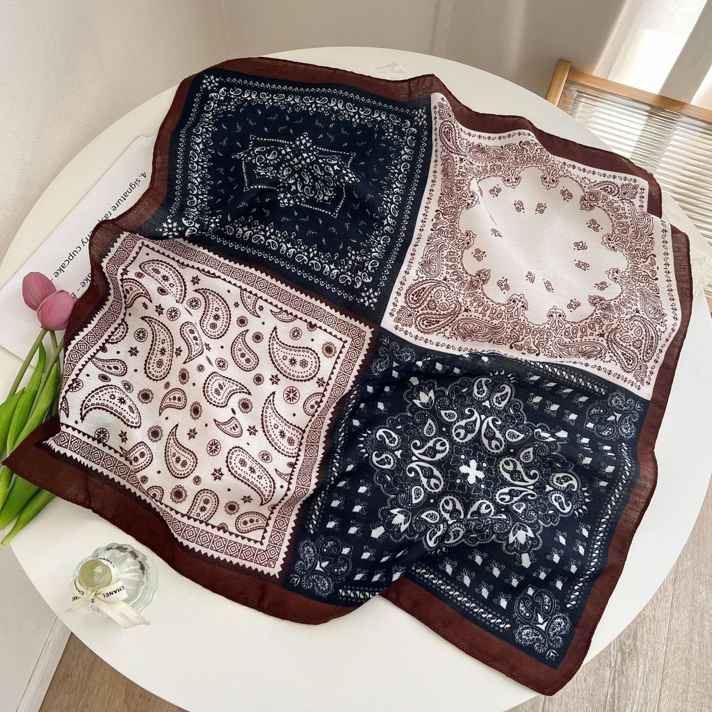 [Collection] Velvet Silk Scarves Women'S Versatile High-End Square Scarves Neck Scarves Spring And Autumn Retro