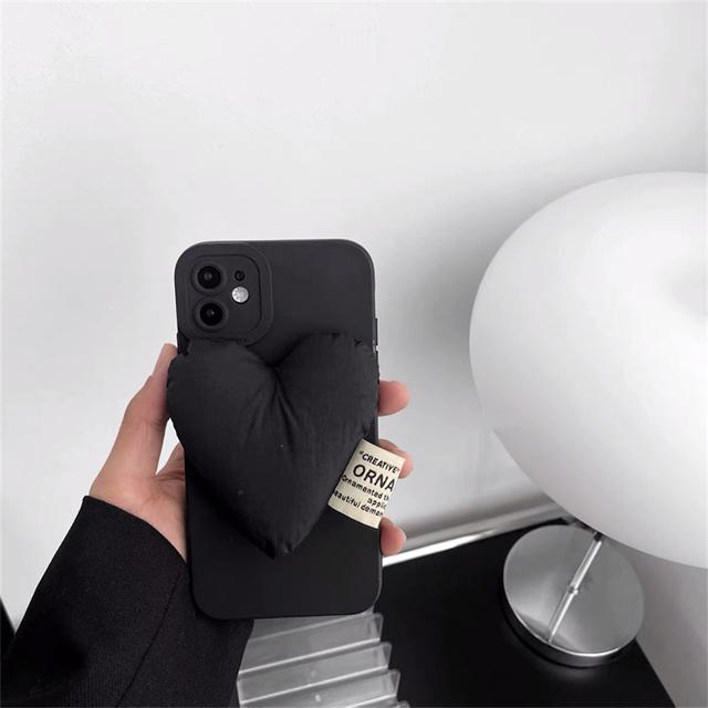 

Стильный пуховик с сердечком, черный чехол для телефона Iphone 13 12 11 Pro Xs Max X Xr 7 8 Plus, милый однотонный мягкий силиконовый чехол на заднюю панель For iPhone 13