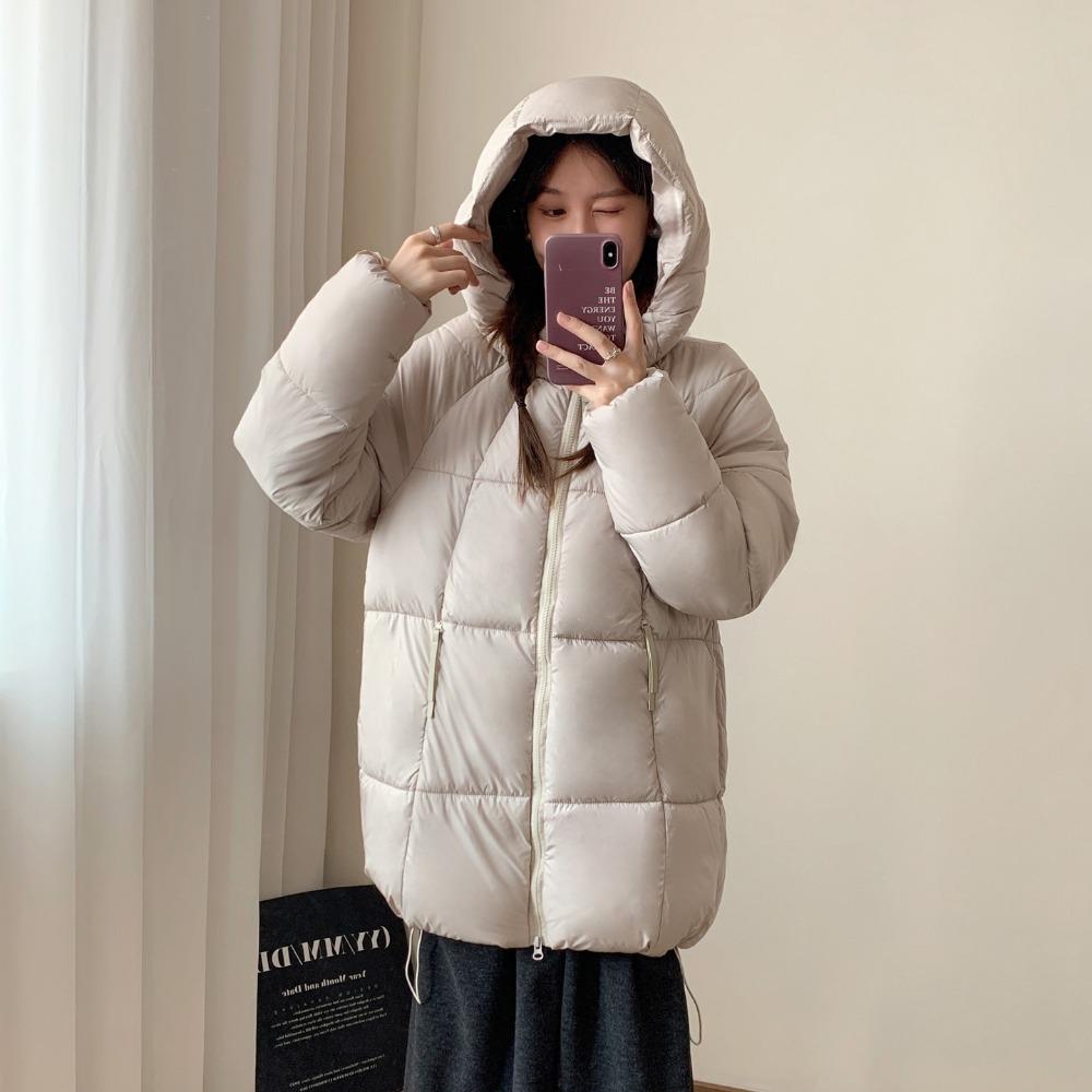Down cotton-padded clothes women's 2025 new hooded medium and long thickened casual winter bread clothes thickened large cotton-padded jacket
