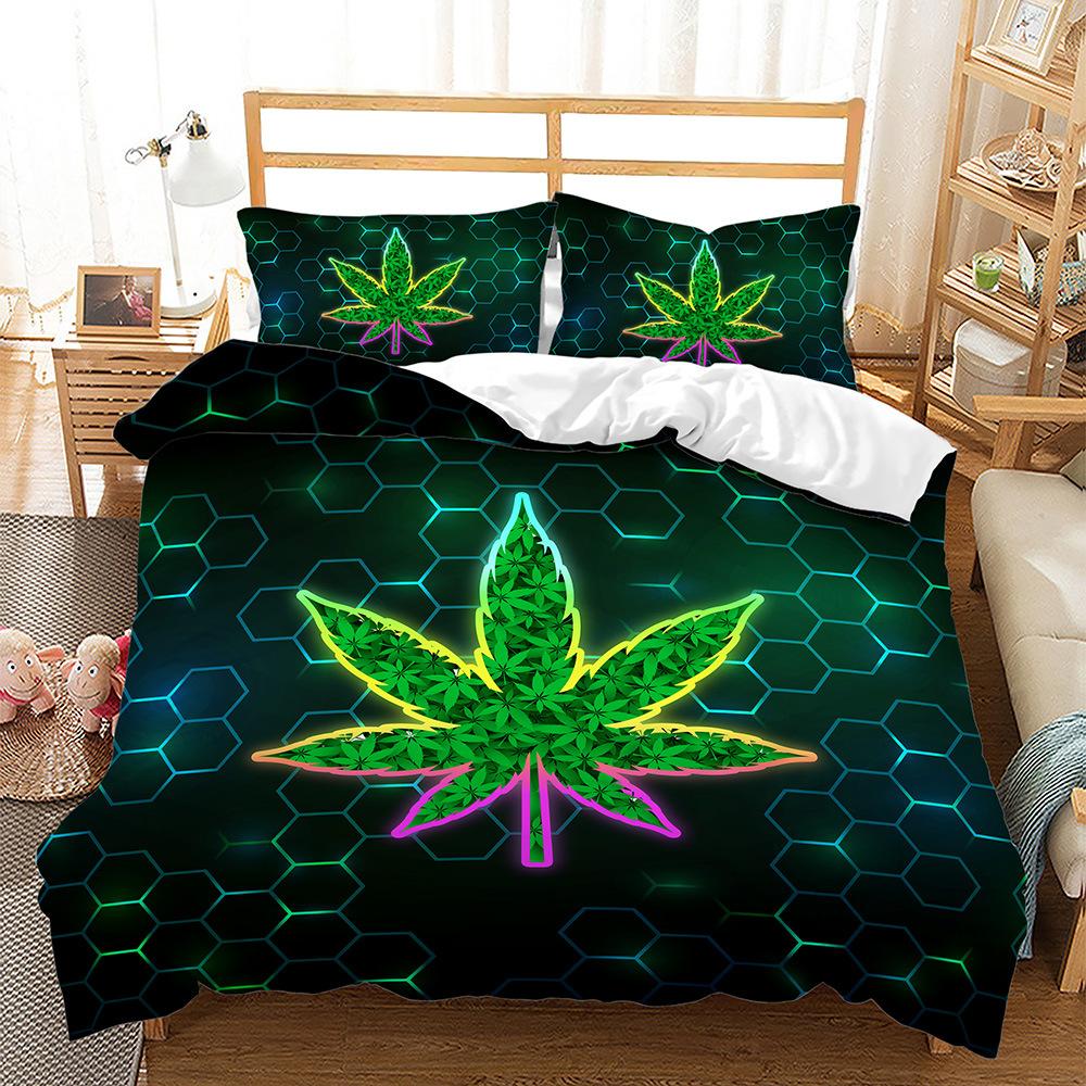 

Bed Three-Piece Magic Plant Series Leaf Quilt Cover 3D Digital Printing Kit 135 * 200 (two-piece set) 90g