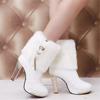 Stivali da donna carini dolci alta qualità pelle PU bianca tacco alto stivali caldi casual autunno inverno da donna scarpe cool a2849