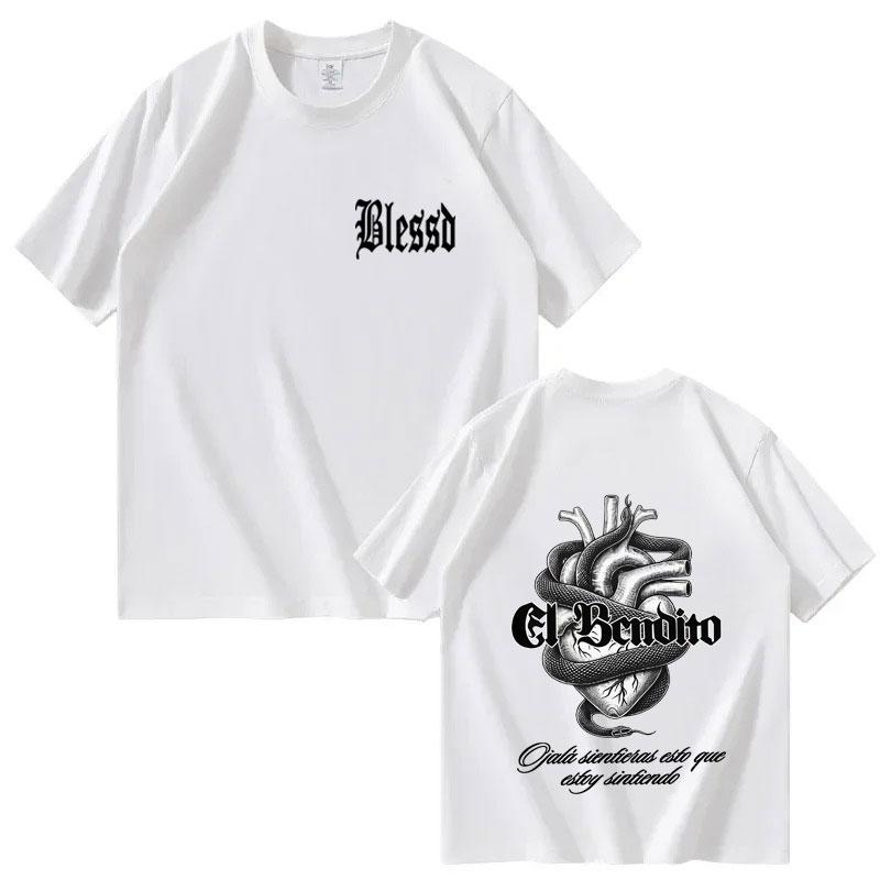 2025 Pop Rapper Blessing Harajuku Graphic High-quality T-shirt Fashion 2025 Summer Pure Cotton 100% Printed Loose T-shirt
