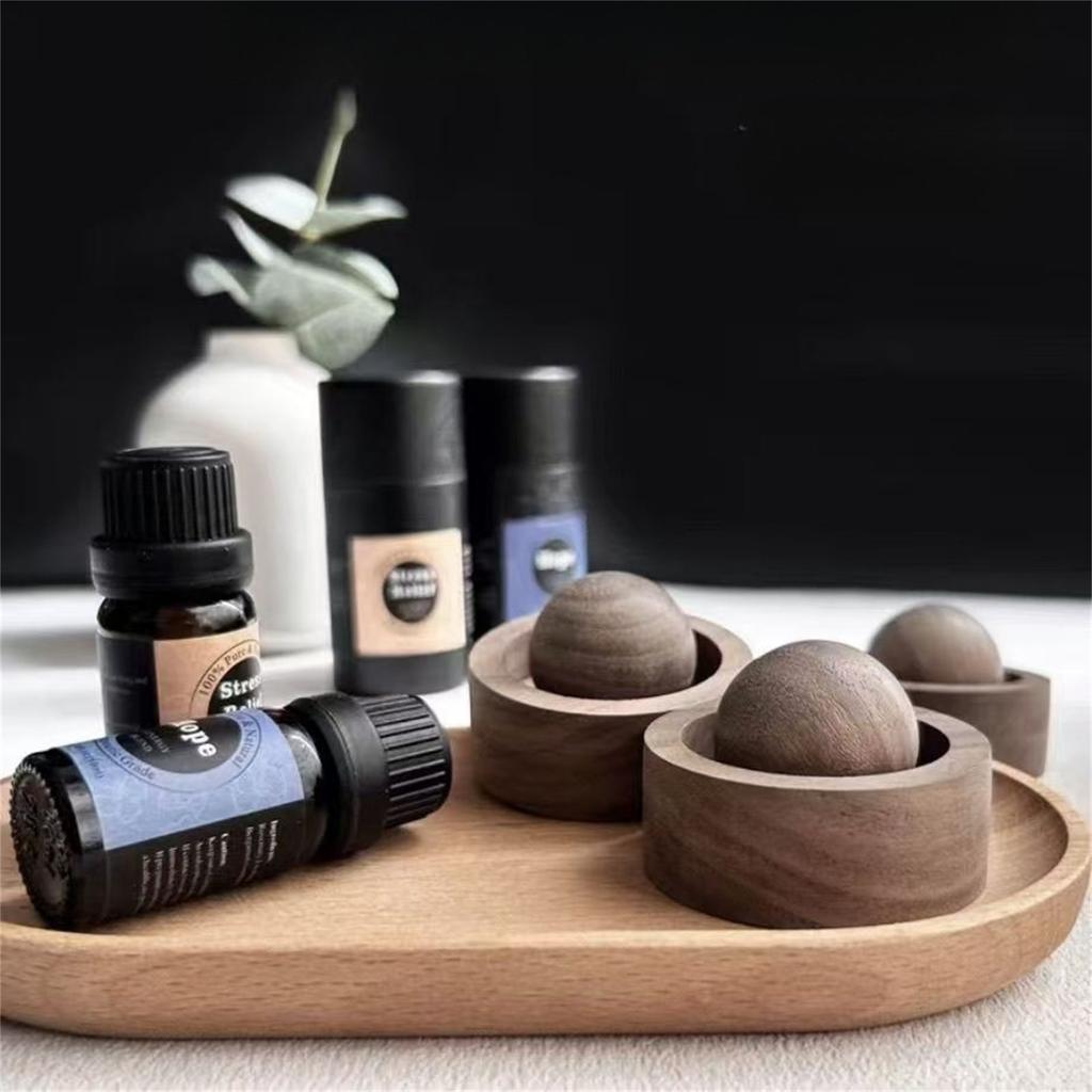 Natural Wood Essential Oil Diffuser Ball Handcrafted Solid Wood Aromatherapy Decor For Home Office And Car Use