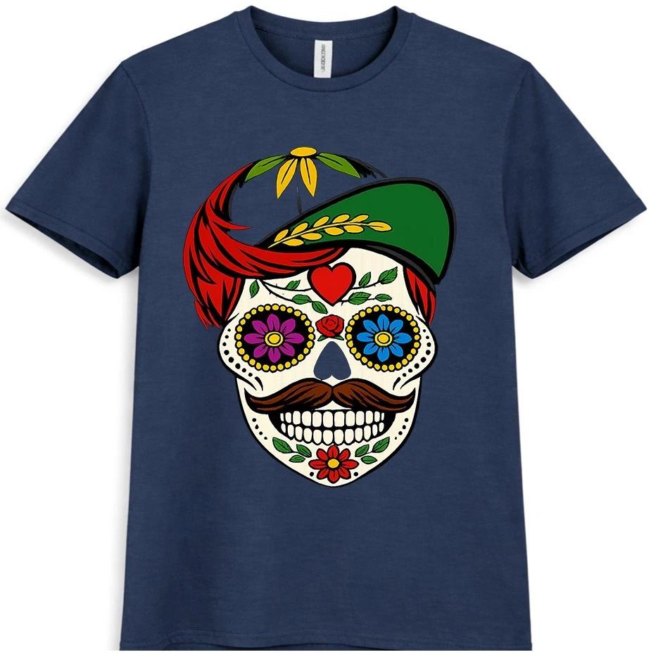 Sugar Skull T-Shirt Day Of The Dead Mexican Floral Tattoo Festival Gift Tee XS
