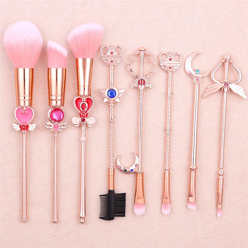8 Stück Anime Sailor Moon Make-up Pinsel Set Dame Mädchen Mode Pinsel Foundation Kosmetik Augenbraue Lidschatten Pinsel Werkzeug Pincel