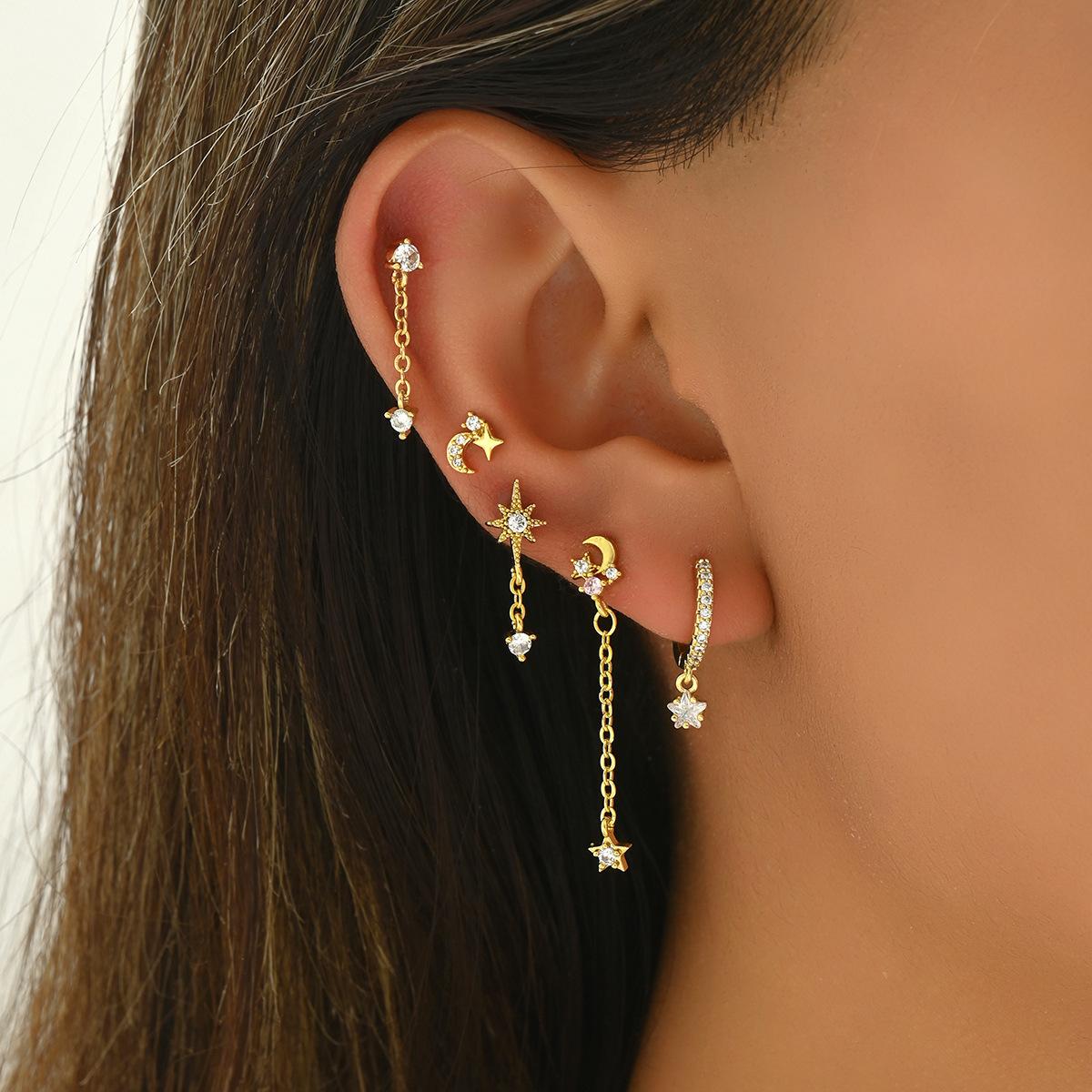 

Серьги-гвоздики в форме звезды оригинального дизайна с инкрустацией из циркония, универсальные серьги-гвоздики в форме звезды, простые серьги