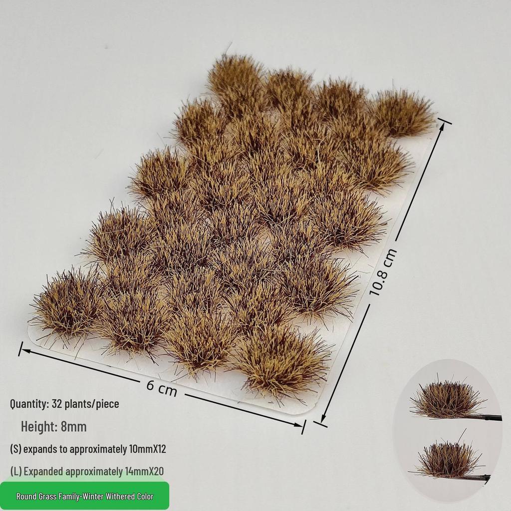 8mm 32 Tufts Grass for Train, Architectural Models, Military Dioramas & DIY Miniatures