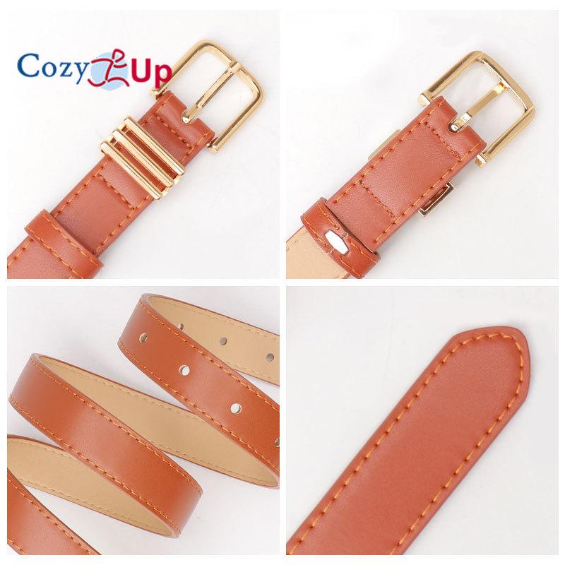 Women Leather Belt with Gold Buckle Ladies Faux Leather Belt for Jeans Pants