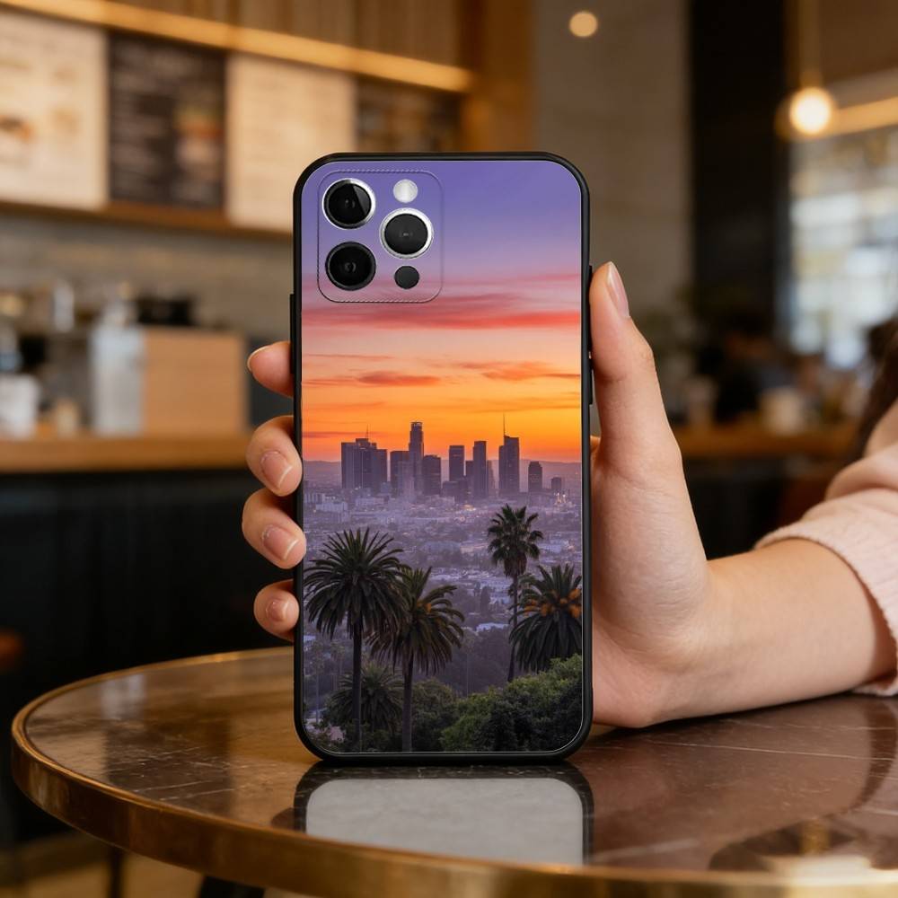 Kalifornien Reise Los Angeles Handyhülle Für iPhone 17,16,15,14,13,12,11 Plus,Pro Max,Weiches Silikon Schwarze Hülle