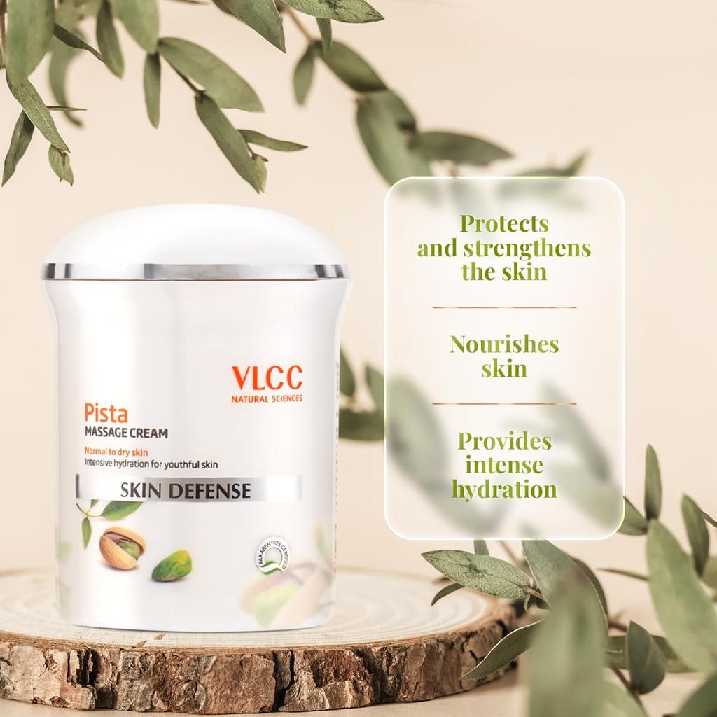 VLCC Pista Massage Cream 50g Pack of 1 For Intensive Hydration Radiance And Skin Protection With 10 Natural Extracts