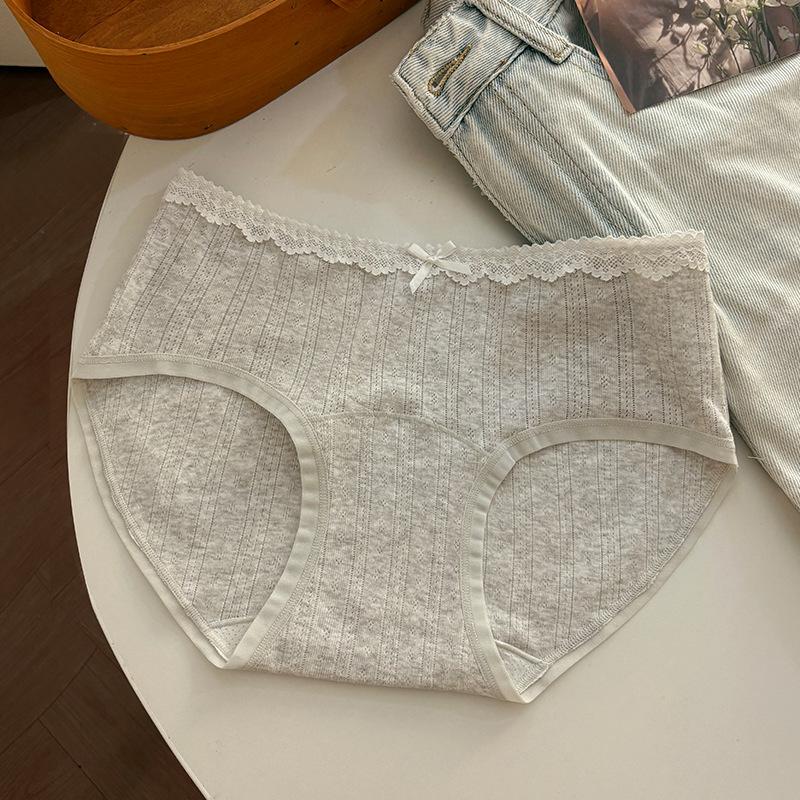 Female Spring and Autumn Sweet Pure Cotton 10A Antibacterial Extended Crotch Free Waist Triangle Briefs