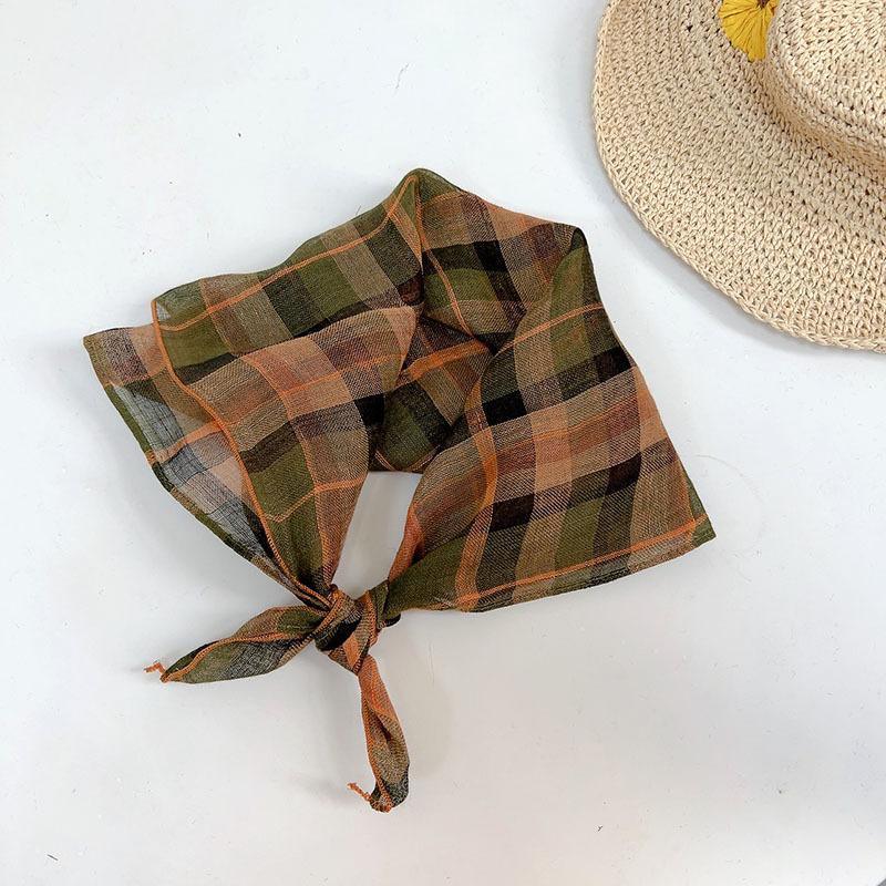 Clearance Welfare Retro Linen Square Scarf Literary And Versatile Women'S Summer Neck Protection Cotton And Linen Small Silk Scarf Scarf Printed Model