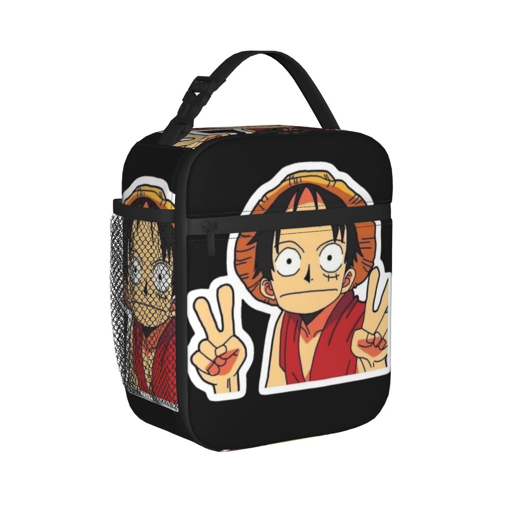 The Cheerful Pirate Flashing Signs Lunch Bag Anime One Piece Funny Lunch Box For Child Cooler Bag Thermal Tote Handbags
