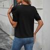 2026 Sommer Damen Vielseitiges Lässiges T-Shirt mit Puffärmeln und Rundhalsausschnitt