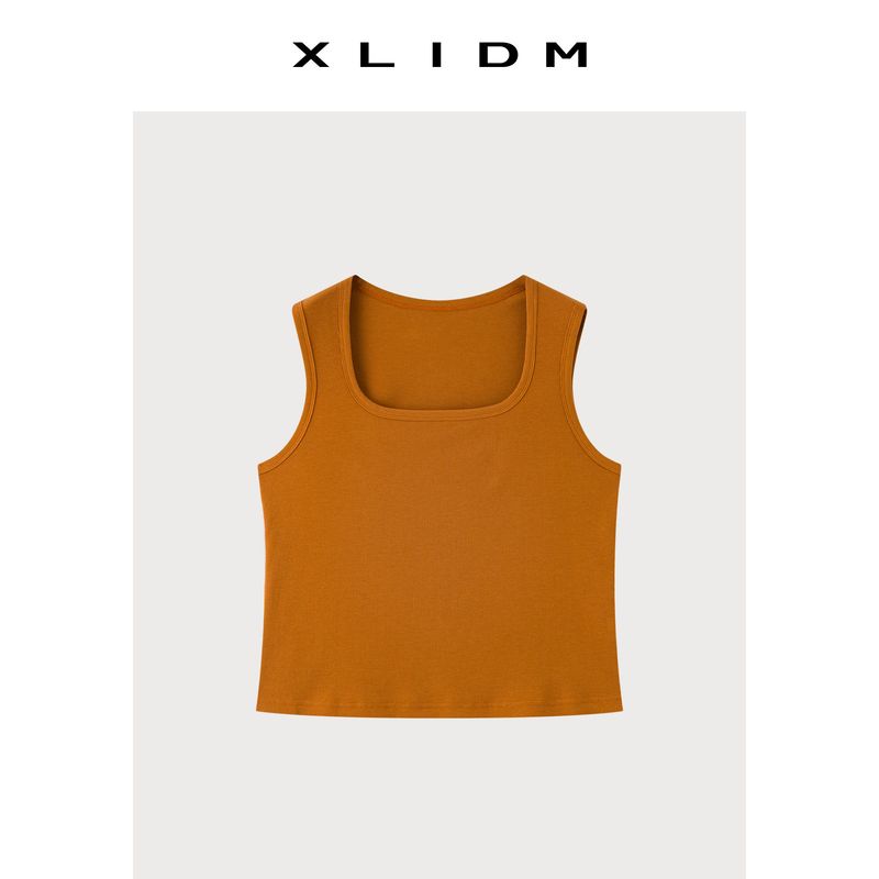 

Xiaoli Plus Size Women s Clothing: Slimming Trapezius Muscle Effect ~ Elastic Large U-Neck Versatile Basic Wide Strap Tank Top for Women Pumpkin Color (Pre-Sale) 2XL