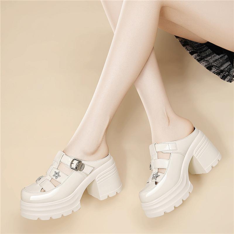 

Fashion height-increasing sandals, thick-soled CM toe-wrapped summer casual shoes, new temperament, hollow breathable and versatile shoes, 39