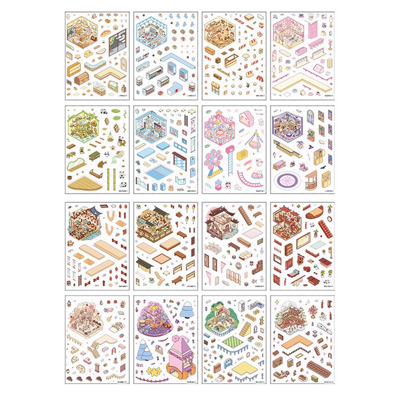 Cute Capybara 3D Landscape Stickers Collection Book Album Cartoon Miniature Scene Diy Toy Game Birthday Gifts