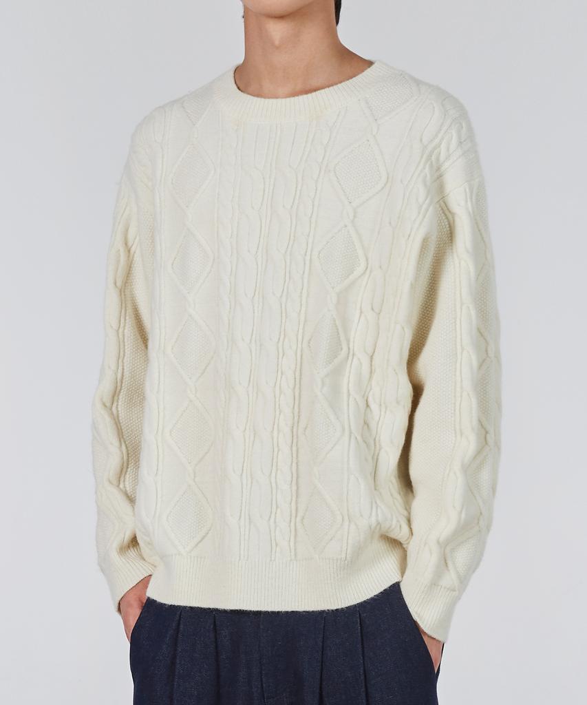 GLW Cable Crew Neck Sweater Knit Ivory