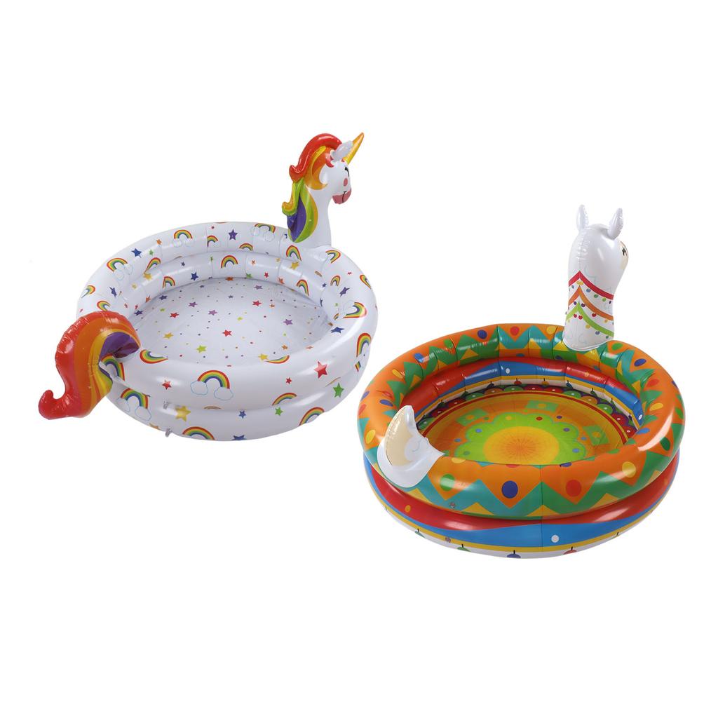 2PCS Kids Inflatable Pool PVC Foldable Portable Mini Swimming Pool Cute Animal Shape Blow Up Baby