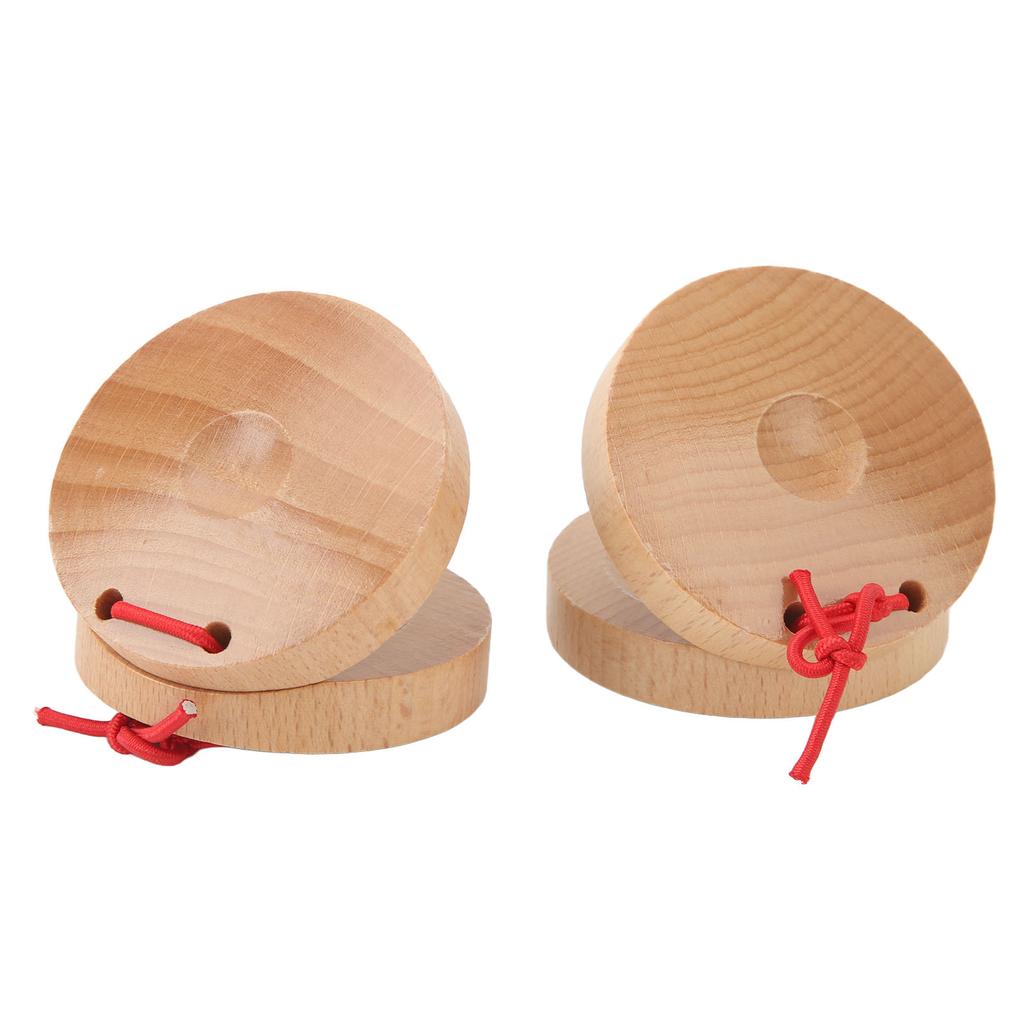 1 Pair of Wooden Castanets Kids Education Wood Finger Clappers Percussion Musical Instruments